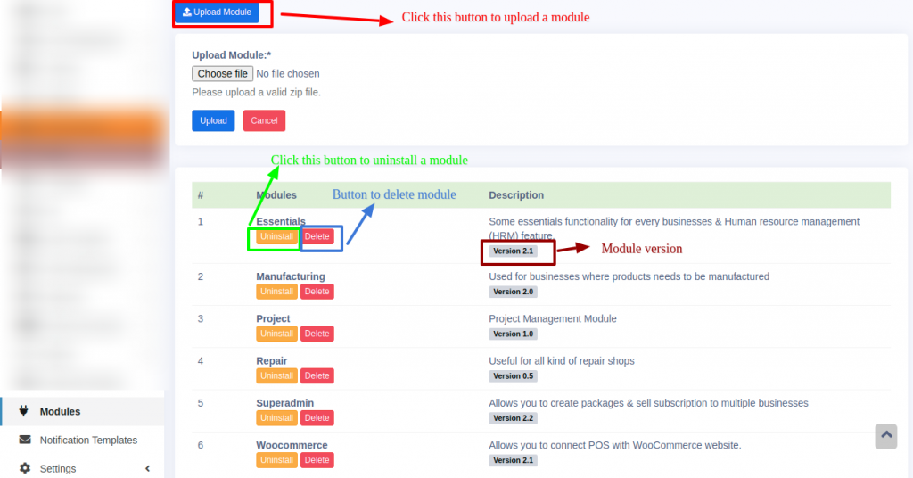 Manage module